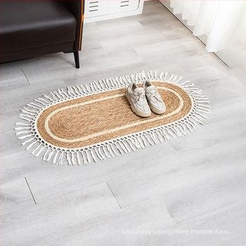 Ovalna prostirka od pamukovog užeta, ručno pletena, prugasti uzorak, periva