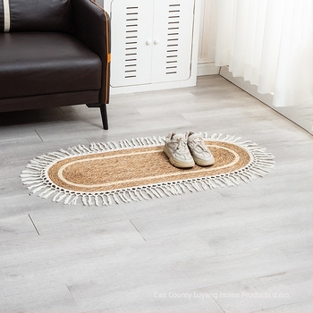 Ovalna prostirka od pamukovog užeta, ručno pletena, prugasti uzorak, periva