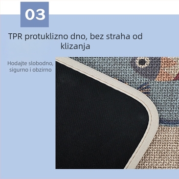 Nova pletena lanena kuhinjska prostirka, duga pravokutna – protuklizna, upija vlagu, periva, otporna na mrlje, karikaturni motivi: pejzaži, automobil, astronaut
