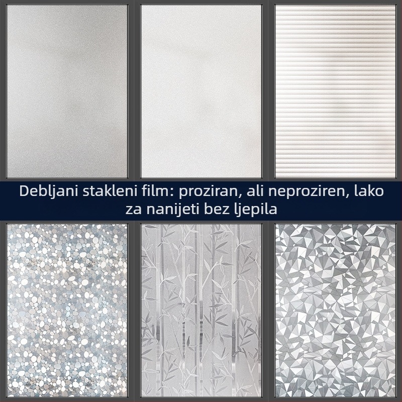 Shuotian PVC prozirna folija za prozor s elektrostatikim ljepilom – zadebljana, moderni minimalistički stil, jednobojni uzorak, pogodna za kupaonu i dnevni boravak
