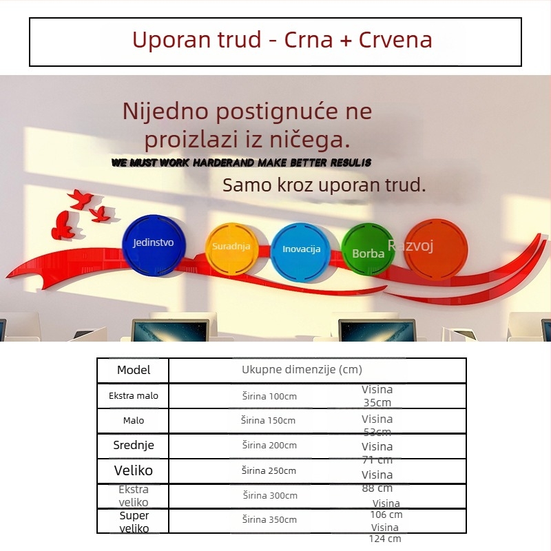 Uredski dekorativni natpisi s inspirativnim sloganima za tim — 3D akrilne zidne naljepnice za kulturu tvrtke