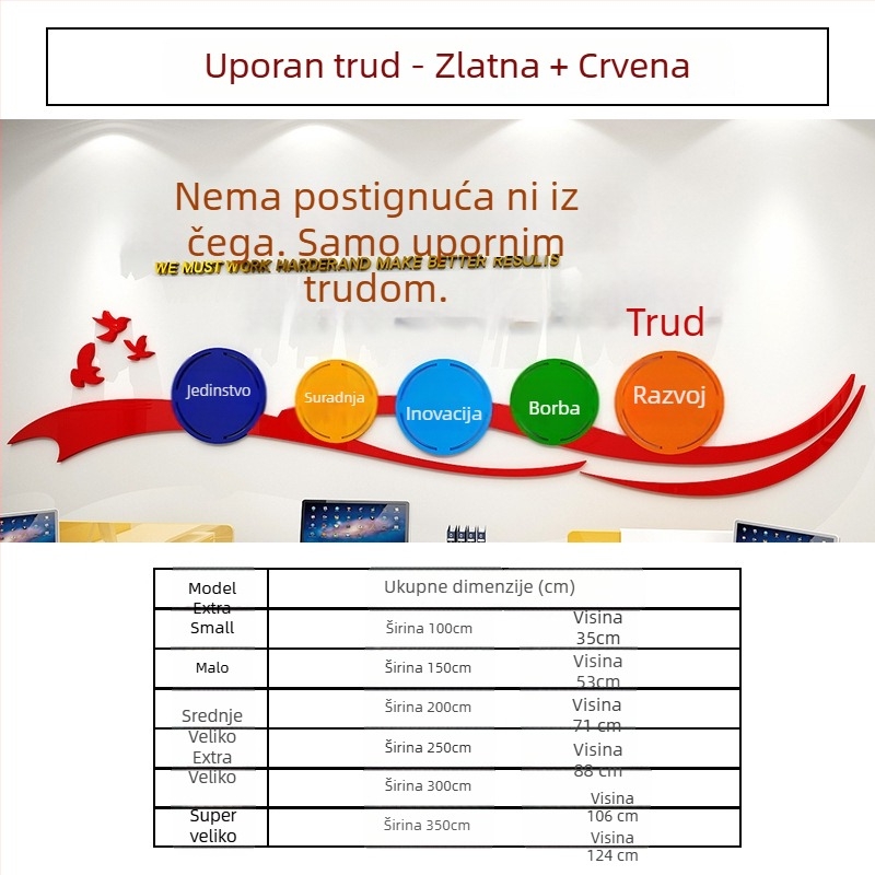 Uredski dekorativni natpisi s inspirativnim sloganima za tim — 3D akrilne zidne naljepnice za kulturu tvrtke