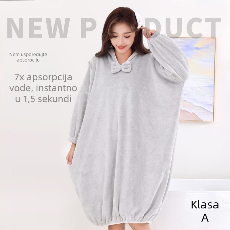Halat s kapuljom za nošenje | Coral fleece | Žene | Upija vodu | Brzo sušenje