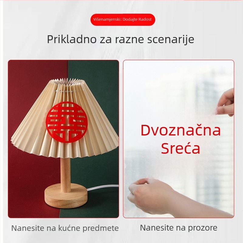 Vjenčana dekorativna naljepnica – flokirana tekstura, samoljepiva, Win Xin, za vrata i prozore, kategorija 'Sretne riječi'