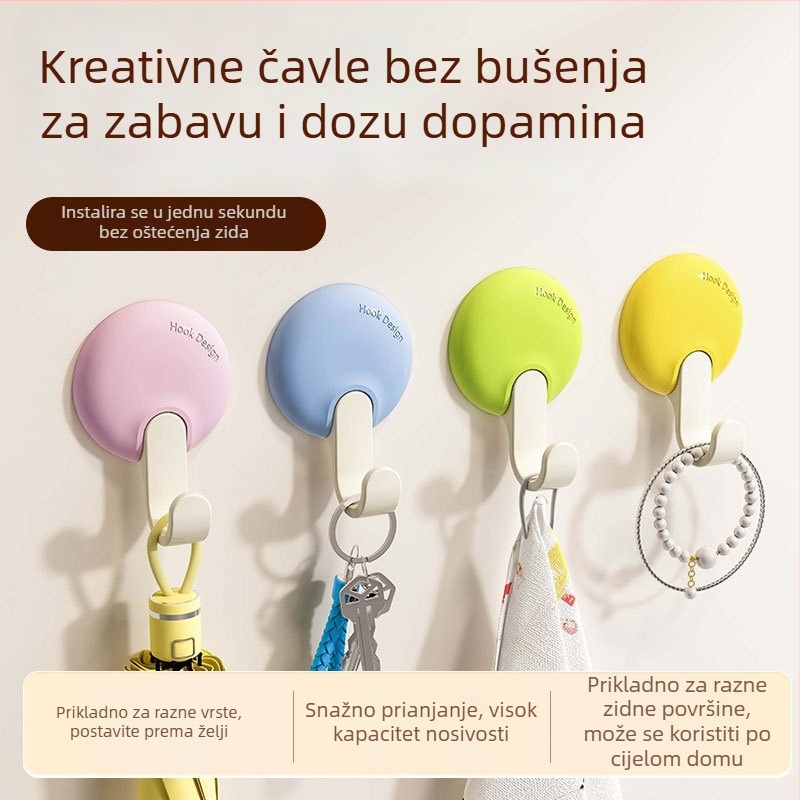 Ljepljiva kuka bez bušenja, nosivost do 1 kg, za garderobu i kupaonicu, montiranje iza vrata kupaonice, vješalica za odjeću, zidna kuka bez tragova