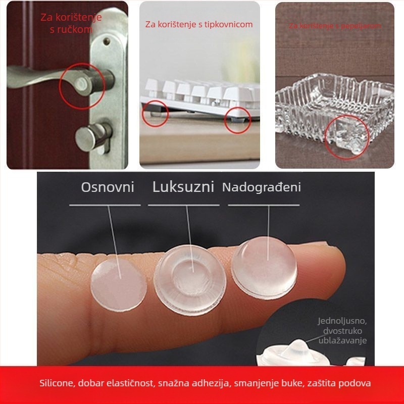 Pad protiv sudara za vrata ormara s gumastim česticama, samoljepljiv, tih amortizer, protuklizno, ljepilo 3M
