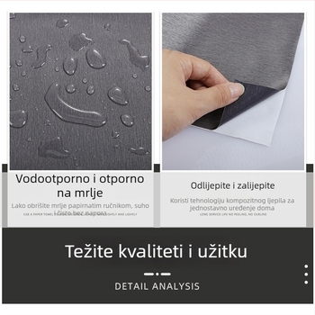 Naljepnica od metalnog filma za obnovu kuhinjskih ormarića i hladnjaka, srebrni brušeni izgled nehrđajućeg čelika, zlatni zrcalni efekt