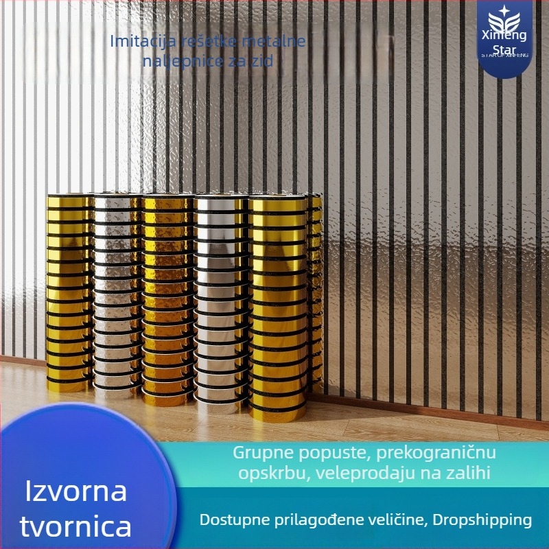 Samoljepljivi PVC zidni naljepnica, 3D metalna mreža s reflektivnom teksturom