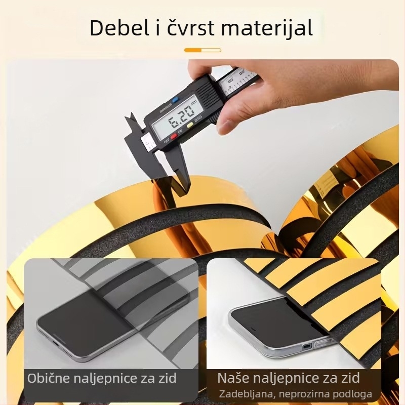 Samoljepljivi PVC zidni naljepnica, 3D metalna mreža s reflektivnom teksturom