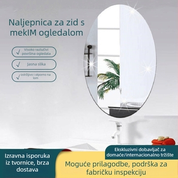 Jednodijelno akrilno zidno ogledalo, samoljepljivo, vodootporno, moderni minimalistički stil, za dnevni boravak, spavaću sobu, radnu sobu, kupaonicu, balkon