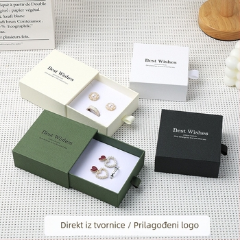 Borui kutija za nakit s ladicom i PE filmom, papirnoko-karton konstrukcija, mogućnost logotipa tiska, namijenjena pakiranju nakita
