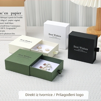Borui kutija za nakit s ladicom i PE filmom, papirnoko-karton konstrukcija, mogućnost logotipa tiska, namijenjena pakiranju nakita