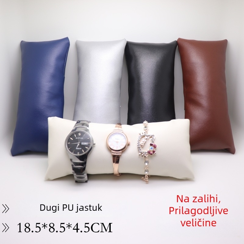 Dugi PU kožni jastuk za prikazivanje satova i narukvica – pultni stalak za nakit