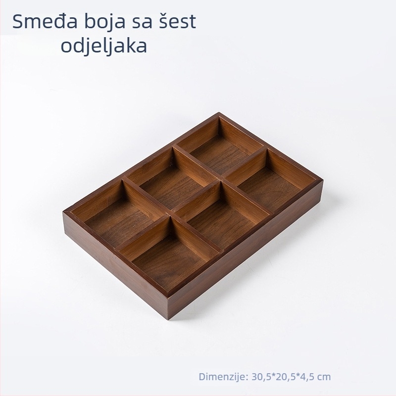 Bambus drveni pladanj za čaj s devet odjeljaka, pladanj za voće i užinu, retro luksuzni stil