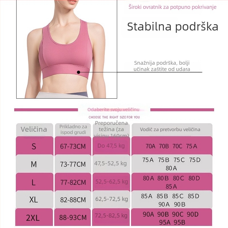 Najlon grudnjak bez naramenica - punim košaricama, srednjeg oblika košarice, prozračan, za jogu i fitness