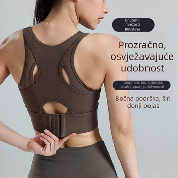 Joga sportski grudnjak, Cupa 3/4, srednje oblikovani kup, glavna tkanina najlon 75%, podstava najlon 25%, fiksirane dvostruke naramenice