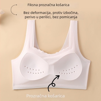 Bešavni sportski grudnjak za adolescentice s tri razine fiksnih košarica – prozračni, u stilu veste