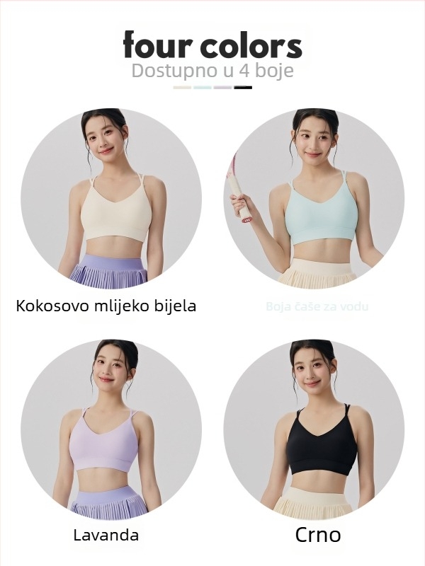Cross-back sportski grudnjak za žene, potpuno košarice s srednje oblikovanim košaricama, bez žice, materijal Nylon 78% / Spandex 22%, uključene uloške za dojke