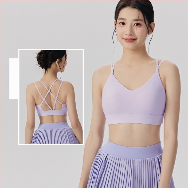 Cross-back sportski grudnjak za žene, potpuno košarice s srednje oblikovanim košaricama, bez žice, materijal Nylon 78% / Spandex 22%, uključene uloške za dojke