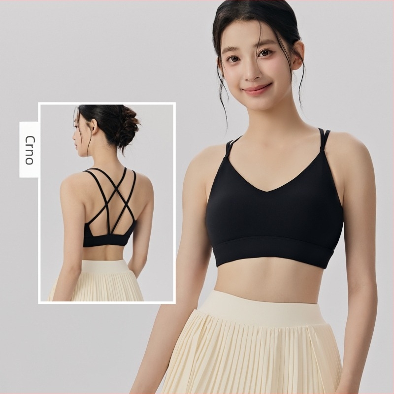 Cross-back sportski grudnjak za žene, potpuno košarice s srednje oblikovanim košaricama, bez žice, materijal Nylon 78% / Spandex 22%, uključene uloške za dojke