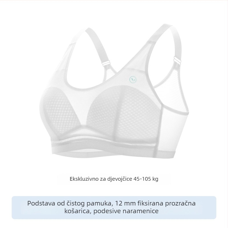 Sportski grudnjak za djevojčice u razdoblju rasta, plus veličina, stil vest