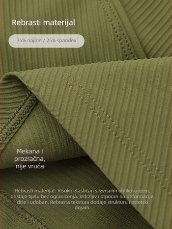 Ženski bezrukavni running top s rebrastom teksturom i jastučićem za prsa – prozračan materijal, najlon 75% / spandeks 25%, uski kroj, duljina do struka