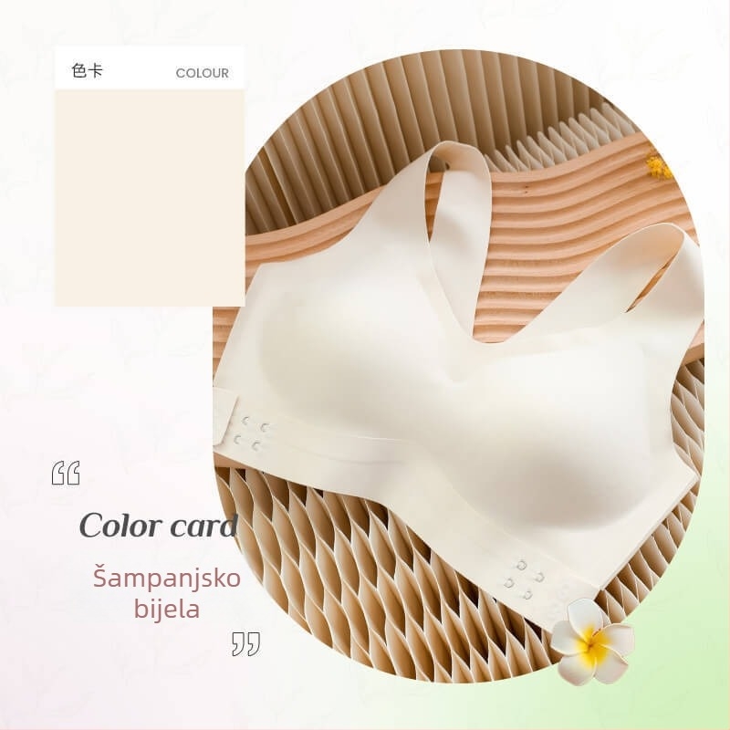 Bezšivni sportski grudnjak s oblikovanim košaricama, prednje kopčanje, fiksne dvostruke naramenice, materijal: najlon 70–80%