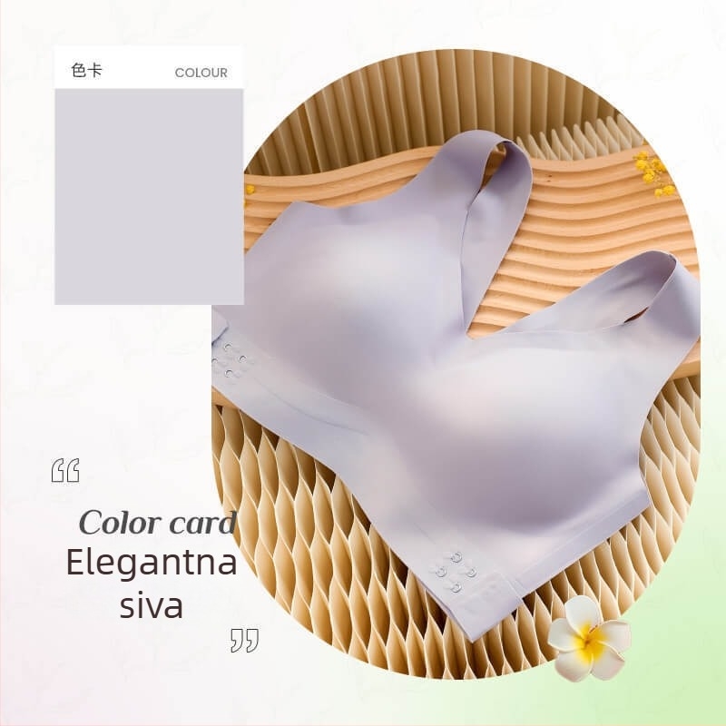 Bezšivni sportski grudnjak s oblikovanim košaricama, prednje kopčanje, fiksne dvostruke naramenice, materijal: najlon 70–80%