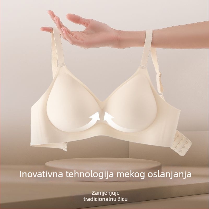 Bežični grudnjak za male grudi, s skupljanjem i podizanjem, mekana podrška, protiv opuštanja i bočnog širenja, košarica 3/4.