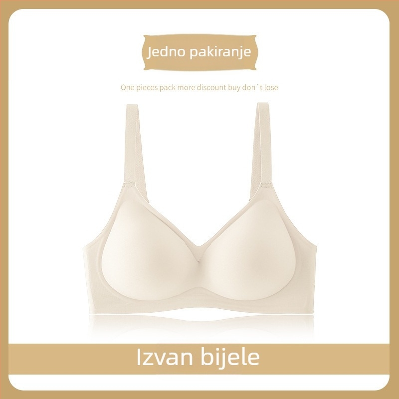 Bežični grudnjak za male grudi, s skupljanjem i podizanjem, mekana podrška, protiv opuštanja i bočnog širenja, košarica 3/4.