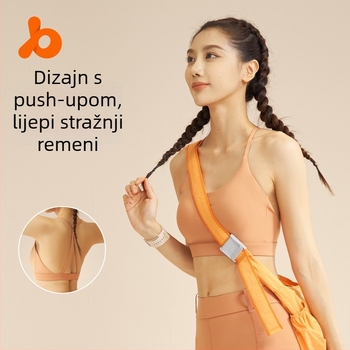 Sportski grudnjak za jogu i fitness s fiksnim halter vratom, jedinstven dizajn, 3/4 kupa, glavni materijal 78% najlon, podstava 22% spandex
