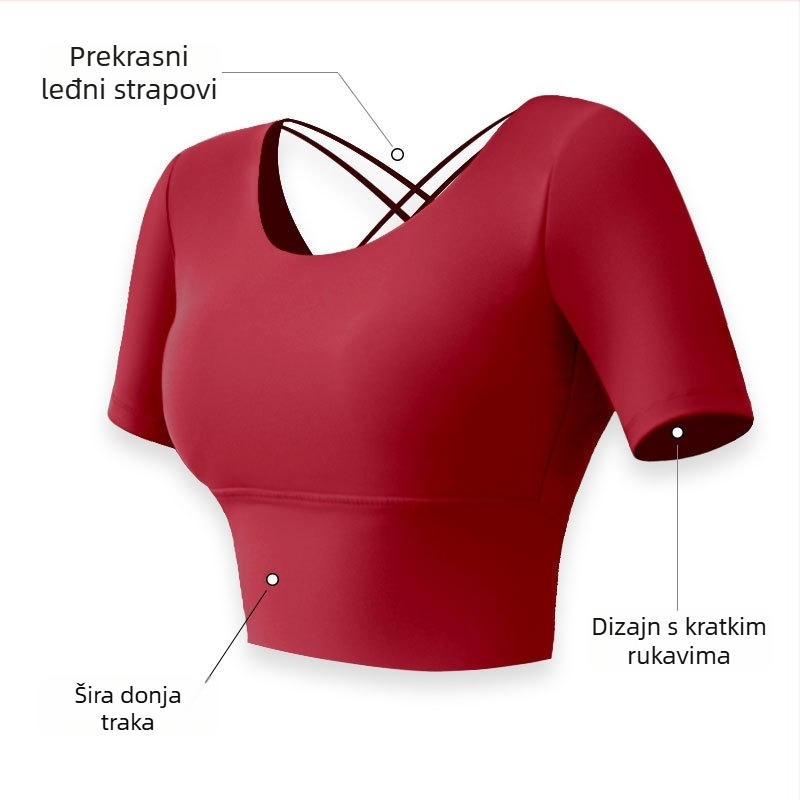 Push-Up sportski grudnjak, otporan na udarce, košarice 3/4, najlon s elastanom, podstava od spandeksa, fiksne trake za vrat