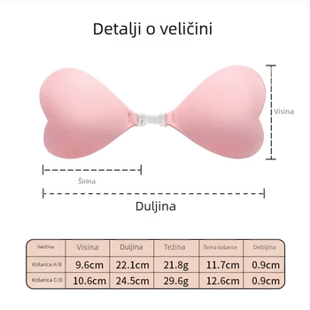 Jastučići za grudi u obliku srca, ljepljivi, bez naramenica