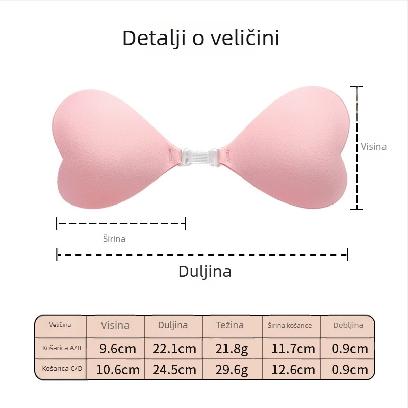 Jastučići za grudi u obliku srca, ljepljivi, bez naramenica