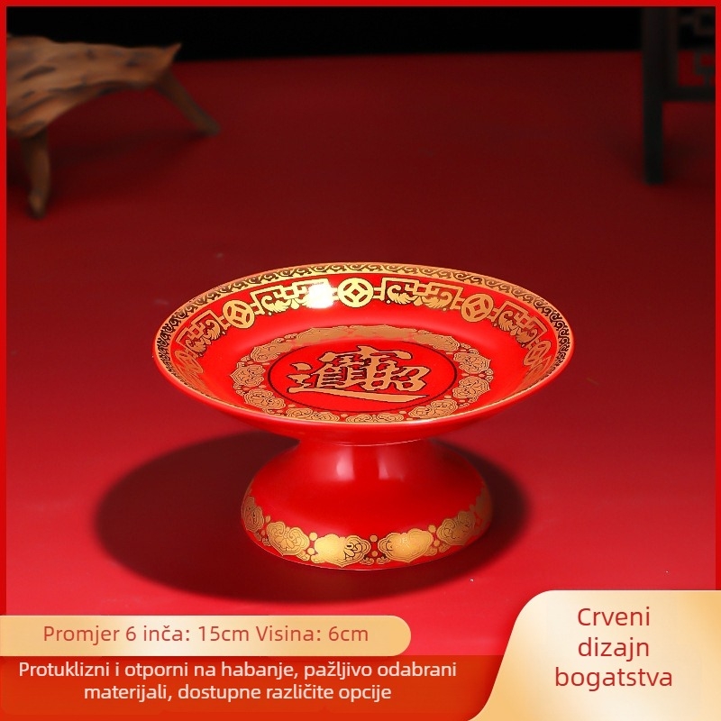 Keramična posuda za voće za darove Purple Lotus – posuda za darove Bogu bogatstva i Budhi