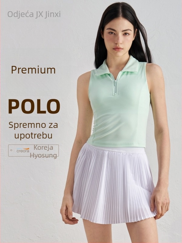 Polo tenis top bez rukava s jastučićem za prsa – uski kroj, prozračna tkanina, 82% najlon, 18% spandeks, tkanina NULS Youth Ice Mint, za mlade žene