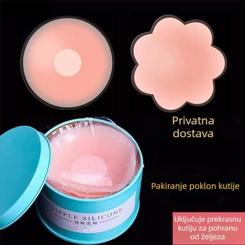 Silikonske pokrivače bradavica – ultratanke, nevidljive, s čipkastim obrubom, okruglog oblika, set od 3/4/5/6 pari, u elegantnoj metalnoj kutiji