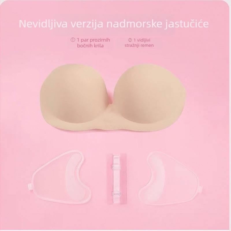 Nevidljivi bešramni grudnjak za svadbene fotografije, košarica 3/4, srednje oblikovan košarica, 100% pamuk, stražnje tri reda kopči