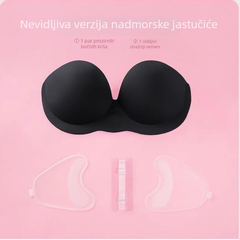 Nevidljivi bešramni grudnjak za svadbene fotografije, košarica 3/4, srednje oblikovan košarica, 100% pamuk, stražnje tri reda kopči