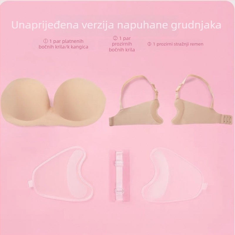Nevidljivi bešramni grudnjak za svadbene fotografije, košarica 3/4, srednje oblikovan košarica, 100% pamuk, stražnje tri reda kopči