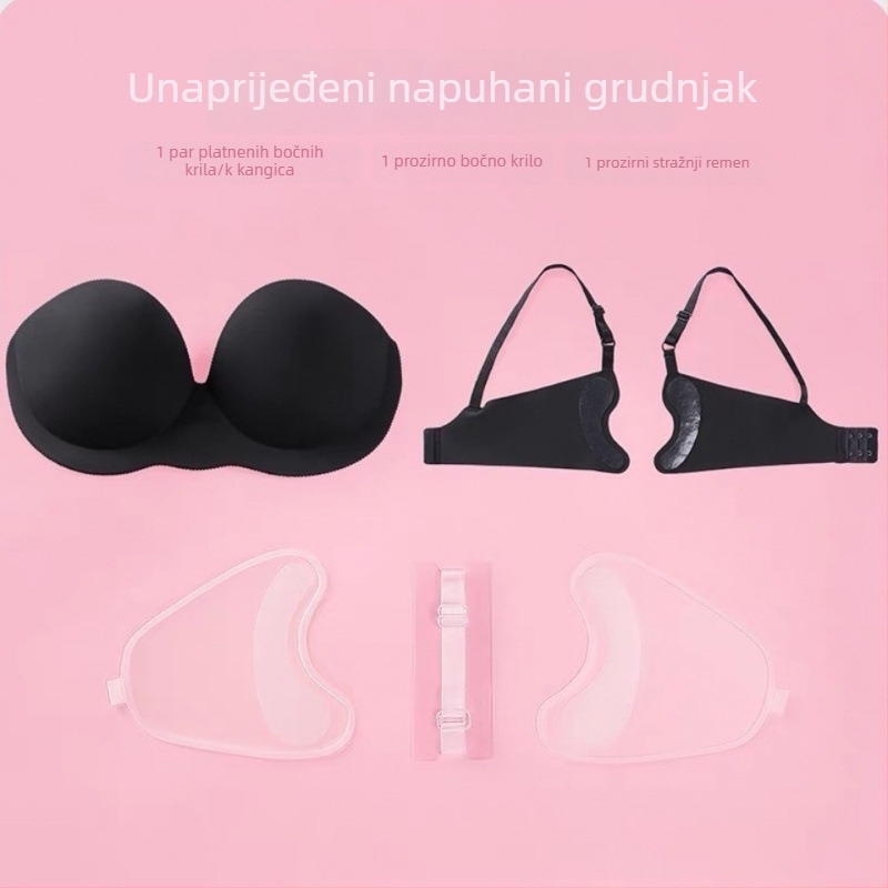 Nevidljivi bešramni grudnjak za svadbene fotografije, košarica 3/4, srednje oblikovan košarica, 100% pamuk, stražnje tri reda kopči