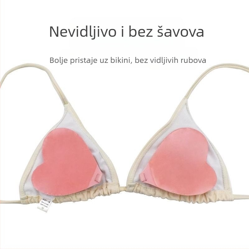 Bikini flaster za dojke — najlon, prozračan, nevidljiv, srcolni oblik bradavice, šljokice, push-up efekt