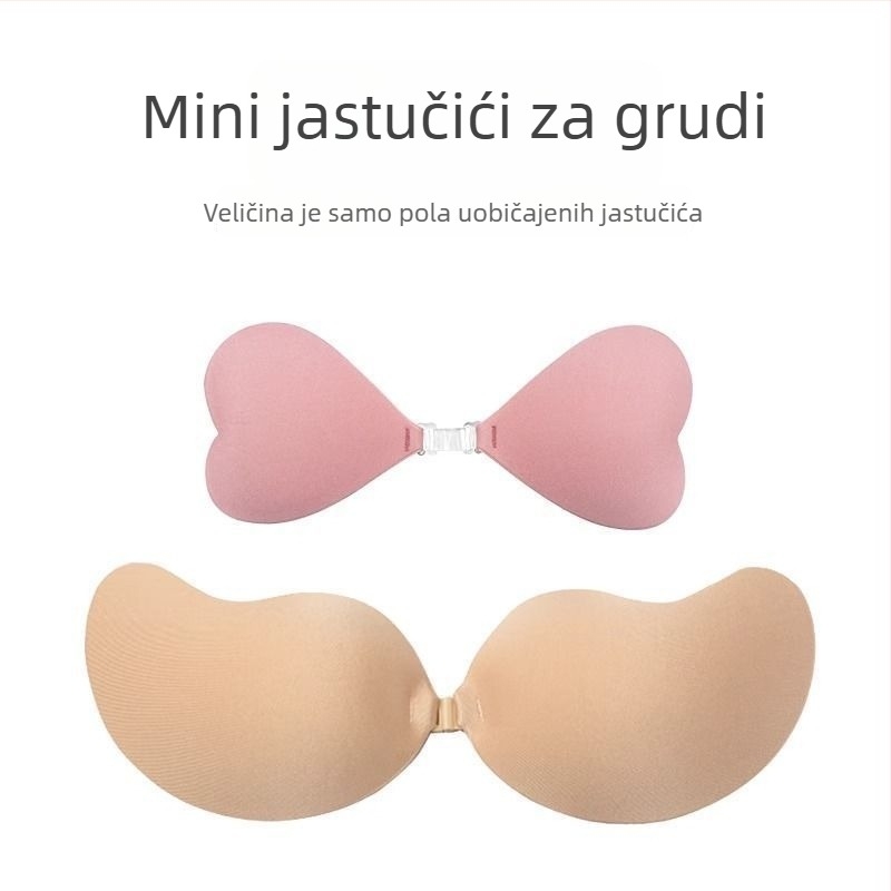 Bikini flaster za dojke — najlon, prozračan, nevidljiv, srcolni oblik bradavice, šljokice, push-up efekt