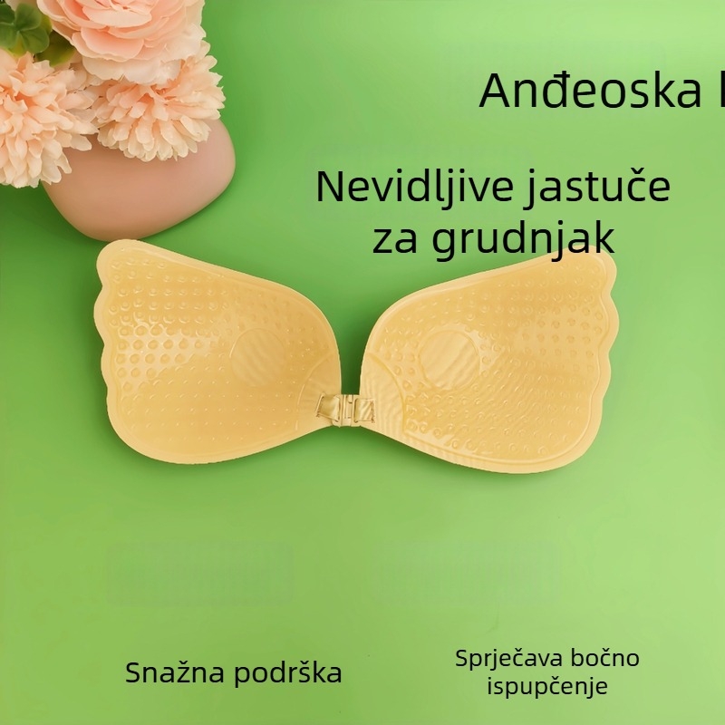 Patch za poprsje bez naramenica s krilima anđela, ultra-tanki silikonski patch, prozračan i nevidljiv, patch za bradavice u obliku cvijeta