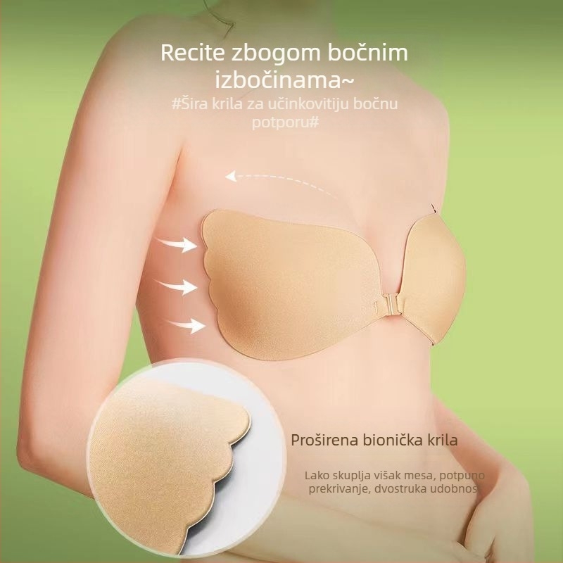 Silikonske bradavice s oblikom anđelovih krila, lagane i prozračne, s prednjim zatvaračem, bez naramenica, nevidljive ispod vjenčanice