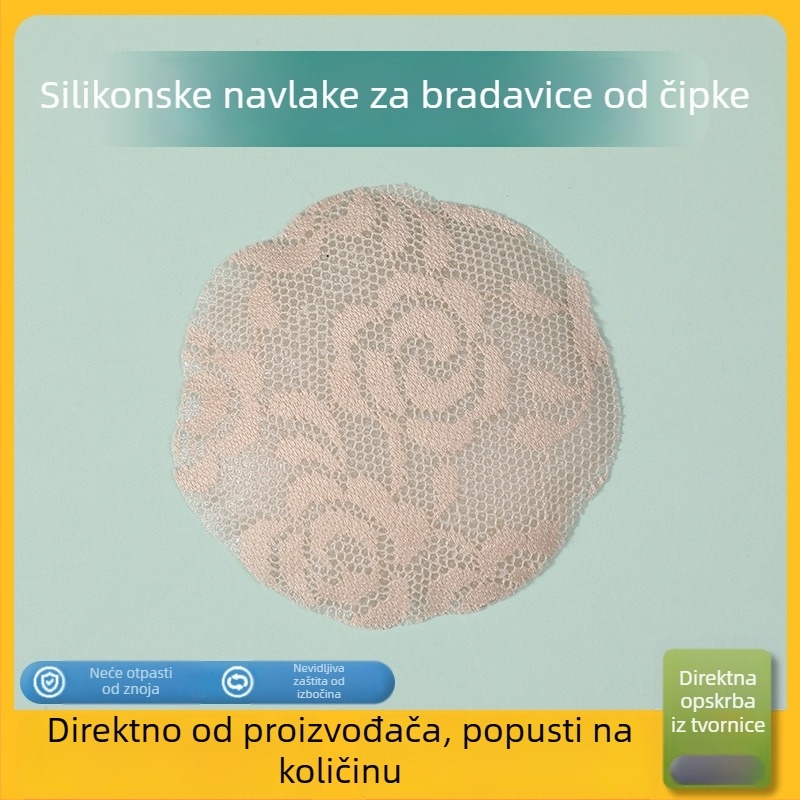 Čipkaste silikonske pokrivke za bradavice – nevidljive, prozračne, tanke, kružnog oblika, protuklizne