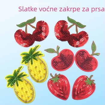 Pasties za grudi s voćnim dijamantnim dizajnom – ananas; materijali: poliester, PU, dijamant; funkcija: bez traga, nevidljive; stil: perle, dijamantni nakit; oblici bradavica: trešnja, jagoda, ananas, jabuka