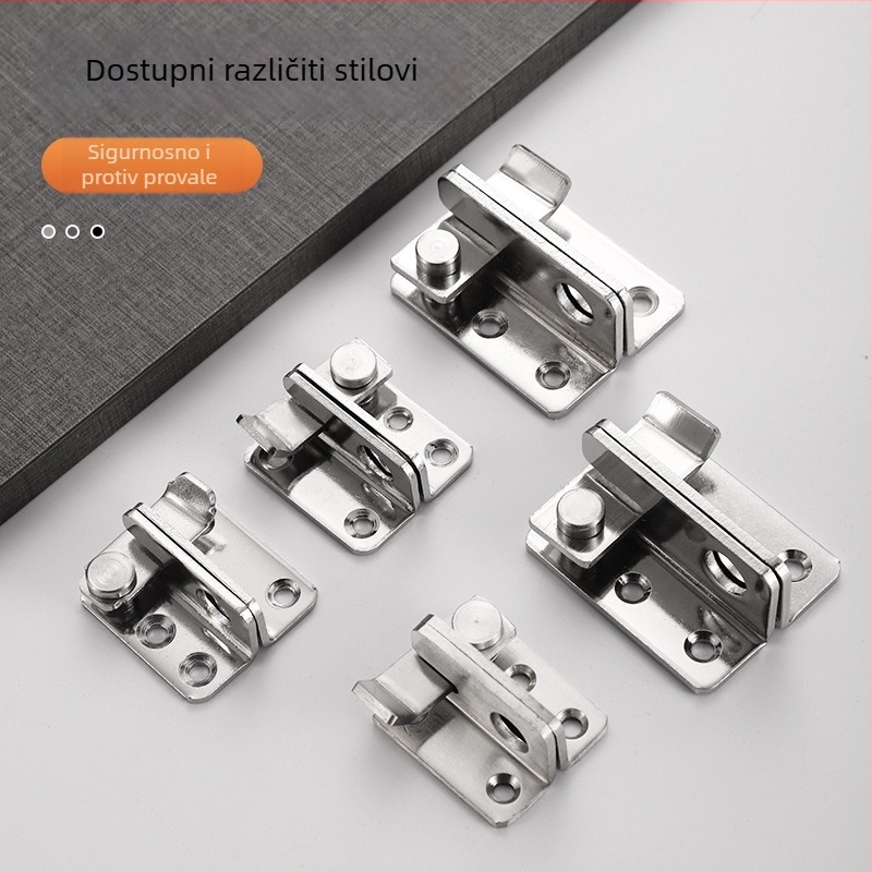 Nehrđajući čelični zasun s dizajnom protiv krađe, debeli zasun s 90° kutem, polirani završni sloj, za drvena vrata kupaonice i garderobe