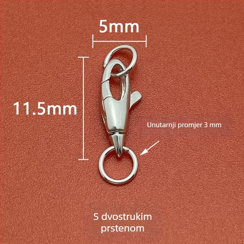 DIY konektor za nakit — S925 srebro, kvadratni kopča, perlasti završetak, čistoća 925