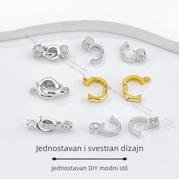 S925 sterling srebrni zatvarač za biserno ogrlicu, pogodan za DIY narukvice i šarene perle